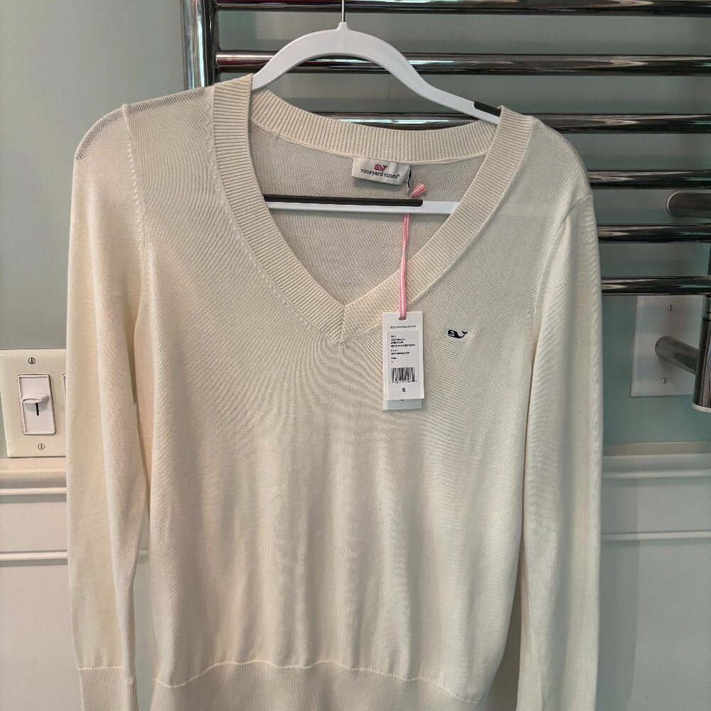 Vintage Vines Heritage Cotton V Neck Sweater, NWT